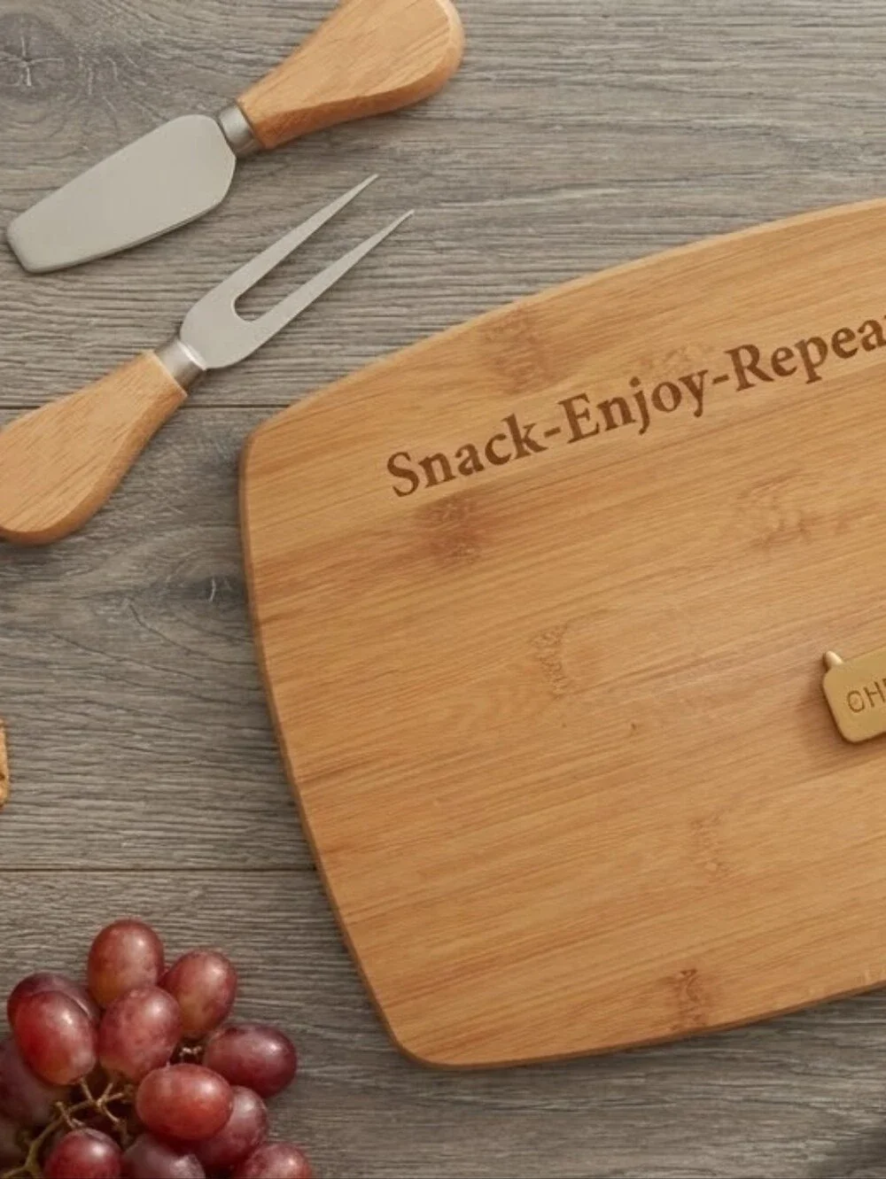 Bamboo Charcuterie Cheese Board & Knife Set - 